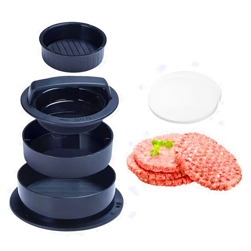 Bamboo's Grocery LoKii 4-in-1 Burger Press Patty Maker Slider, Hamburger Press, Hamburger Patty Mold with 100 Pcs Wax Disc Papers