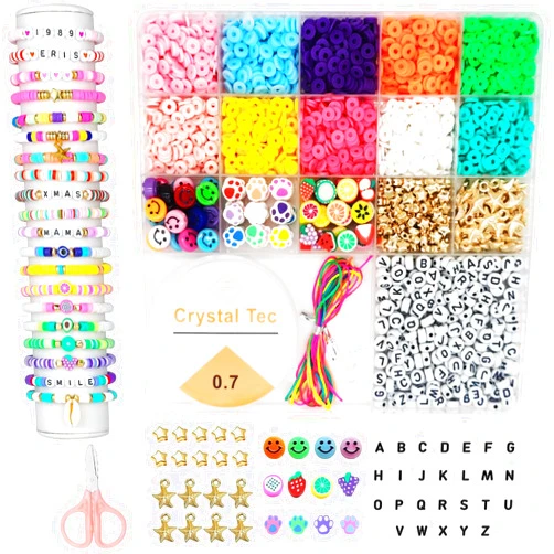 HHOOMY Christmas Clay Beads,3000 Clay Beads Bracelet Making Aesthetic Kit, Polymer Preppy Letter Beads for Friendship Bracelet, DIY Craft Kit