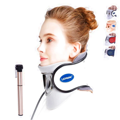 LEAMAI Standard Cervical Neck Traction-Adjustable Neck Stretcher Collar for Home Traction Spine Alignment -(C02,White)