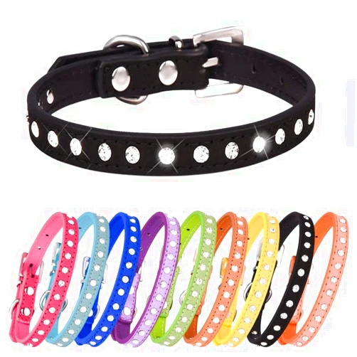 Yahoyaba Puppy Dog Collar with Crystal Diamond Colorful Bling Girl Puppy Cat Collars Black M