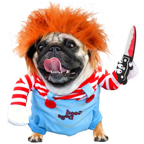 T2Y Dog Halloween Costumes, Chucky Dog Costume with Knife for Pets, Funny Dogs Clothes Halloween for Large Dogs [L]