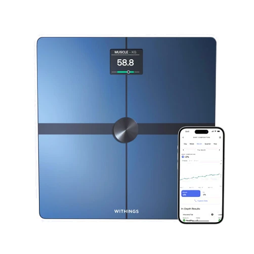 WITHINGS Body Smart - Digital Smart Scale for Body Weight, Weight Scale for Visceral Fat, Mucle & Fat Mass Heart Rate, Android & iOS comaptible