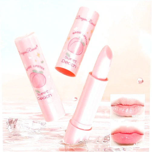 Mrettick 3 PCS Peach Lip Balm Color Changing Lipstick Set, PH Mood Long Lasting Labial Lip Gloss Lip Balm Tinted Magic Lip Stain, Makeup Lipstick Moisturize