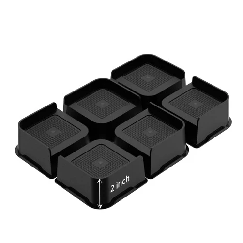 JONHWI Bed Risers, Oversized Furniture Risers, 2 inch Raise Blocks for Bed Couch Desk Sofa Table Lifts, Furniture Legs Lifters Support up to 6000 Lbs (Black, 6 Pack Set)