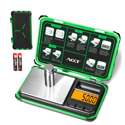 ACCT Precision Pocket Scale, 200gx0.01g Jewelry gram Scale, Digital Food Scale with LCD Display, one-Click Conversion 6 Units, Mini Scale for Kitchen/Powder/Coffee/Coins(Battery Included)