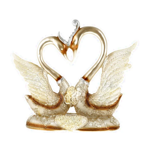 Milisten Resin Love Swan Figurine Two Piece Swan Figurine Intertwined Swan Pair Heart Sculpture Valentines Day Decorative Statue (As Shown)