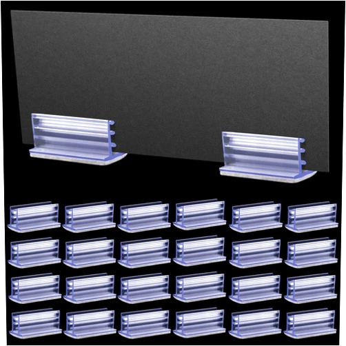 OIIKI 50PCS Self Adhesive Sneeze Guard Holder, Acrylic Panels Holder, to Fasten & Line Up Plexiglass Panels & Acrylic Sheets from 1/25