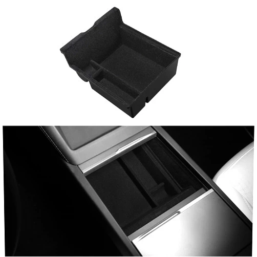 BASENOR 2024 2025 Tesla Model 3 Center Console Organizer Tray Accessories Custom for Model 3 Highland, Center Console Hidden Drawer Storage Box