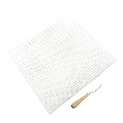 NX Garden 50x100cm Blank Rug Hooking Mesh and Bent Latch Crochet Hook with Wood Handle DIY Kit Tool for Tapestry Carpet Rug Making Embroidery Crafts Decor