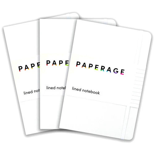 PAPERAGE Lined Journal Notebooks, 3 Pack, (White), 160 Pages, Medium 5.7 inches x 8 inches - 100 GSM Thick Paper, Hardcover