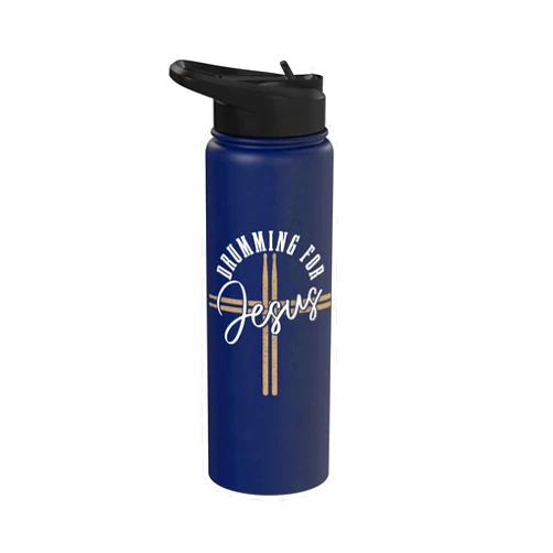 Drumming For Jesus - Christian Drummer Apparel Co. Drumming For Jesus Drum Sticks Cross Christian Drummer Stainless Steel Insulated Water Bottle