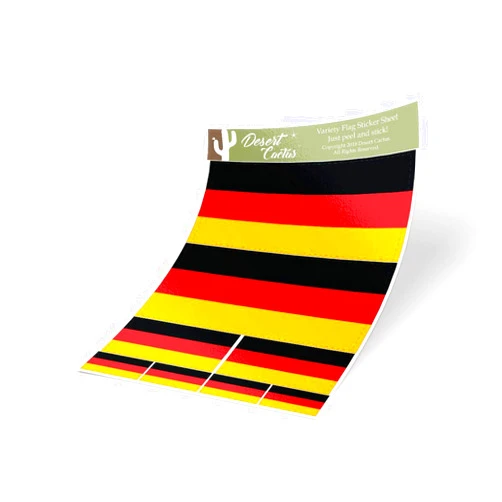 Desert Cactus Germany Country Flag Sticker Decal Variety Size Pack 8 Total Pieces Kids Logo Scrapbook Car Vinyl Window Bumper Laptop German V