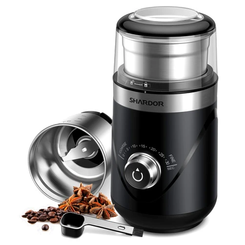 SHARDOR Adjustable Coffee Bean Grinder Electric, Herb/Spice Grinder, Espresso Grinder with 1 Removable Stainless Steel Bowl, Black