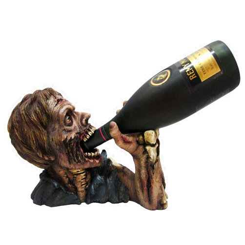 DWK Elixir of the Undead Zombie Wine and Beverage Bottle Holder Display Rack for Halloween Home Decor and Kitchen, 12-inch