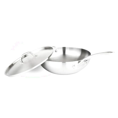 Viking Culinary Professional 5-Ply Stainless Steel Chef Pan, 12 Inch, Includes Steel Lid & Ergonomic Stay-Cool Handle, Dishwasher, Oven Safe, Works on All Cooktops including Induction