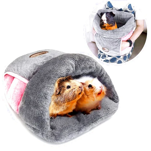 YUEPET Guinea Pig Bed Cuddle Cave Warm Fleece Cozy House Bedding Sleeping Cushion Cage Nest for Small Animal Squirrel Chinchilla Rabbit Hedgehog Cage Accessories (Grey)