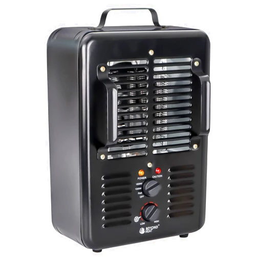 BEYOND HEAT Milkhouse Space Heater, 1300W/1500W Electric Heater with Thermostat, 3 Heat Settings, Safe and Quiet Heater for Garage Workshop Warehouse, Black