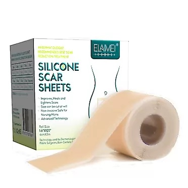 IDUCEN Silicone Scar Sheets,(1.6”x 60”,3M) Professional Silicone Scar Tape Roll,Medical Silicone Easy-Tear Gel Tape Roll,Reusable Scar Sheets Works on Old & New Scars, Scar Treatment Sheets