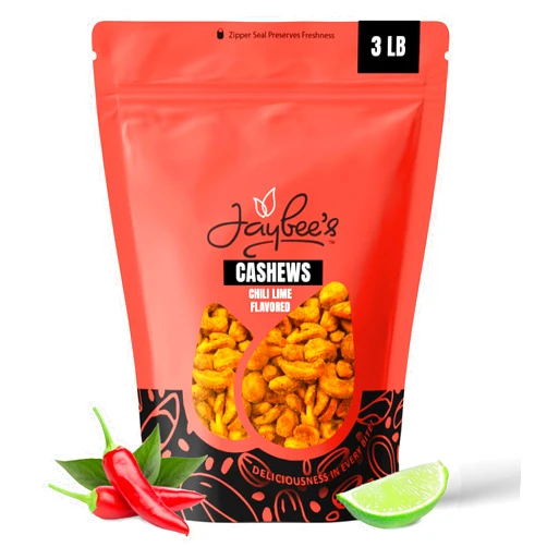 Jaybee's Chili Lime Cashews 3 Pounds - Spicy & Tangy Flavored Cashew | Resealable Bag | Gourmet Roasted Nuts | Perfect Snack for On-the-Go, Parties, and Gifting | High Protein | Healthy Snacking | Jaybee's Nuts