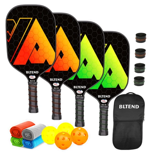 Bltend Pickleball Paddles- USAPA Approved-Fiberglass Pickleball Paddle Set of 4 Pickleball Rackets, 4 Outdoor Indoor Pickleball Balls, Pickleball Bag, Ideal Pickle Ball Paddle Gifts for Women Men