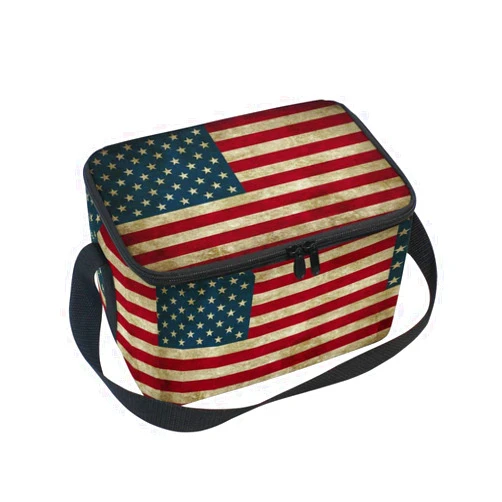 YoCosy Insulated Lunch Bag for Women Men Vintage American Flag Usa Lunch Box Reusable Large Lunch Cooler Bag for Kids Girls Adult Leakproof Tote Purse for Work School Outdoor