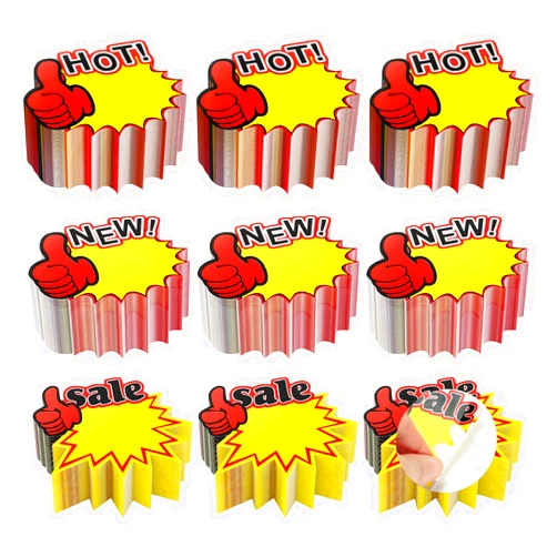 Vivitex Garage Sale Stickers Star and Burst Sign 3.7x3 inches self-Adhesive Blank Price Tags Stickers, writable, Removable, and Waterproof Labels(Sale, Hot and New) 120 PCS/Set