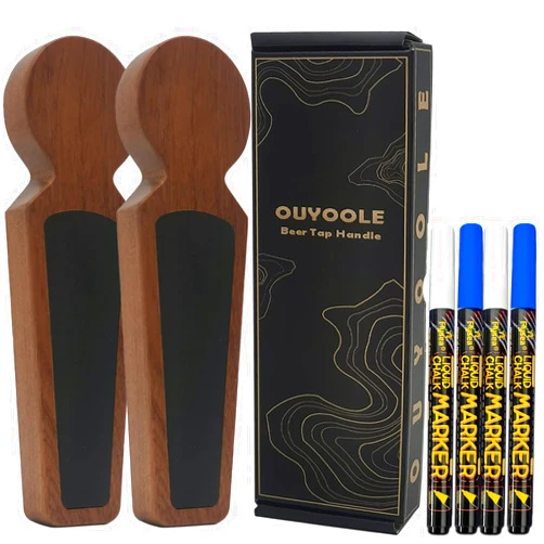 OUYOOLE Beer Tap Handle, 2 Pack Tap Handles, Keg Tap Handle with 4 Pen and Gift Wrapping for Kegerator, Homebrew and Bars