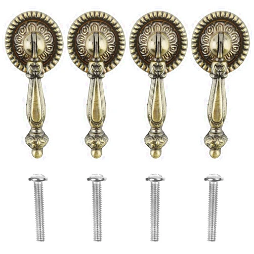CM Cosmos 4 Pieces Antique Style Bronze Metal Drawer Tear Drop Cabinet Decorative Pull Handle Knob