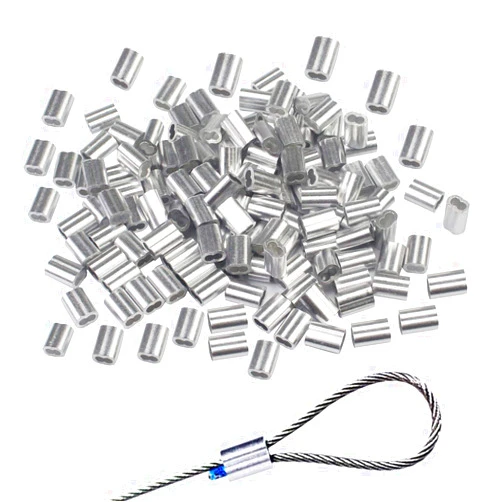 Luckkyme Aluminum Crimping Loop Sleeve Cable Crimp for 3/16