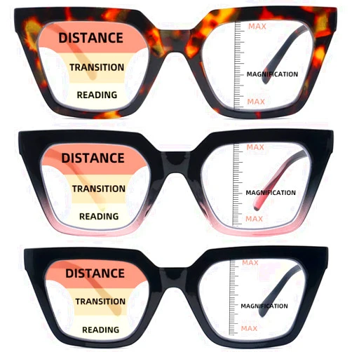 LOVIVY 3 Pack Progressive Reading Glasses for Women Multifocal Readers Blue Light Blocking Spring Hinges Eyeglass