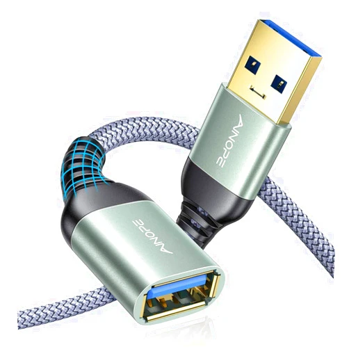 AINOPE 2 Pack USB Extensions Cable High Speed USB 3.0 Extension Cord Type A Male to Female Sturdy Braided Material Fast Data Transfer Compatible with USB Keyboard,Mouse,Flash Drive,Grey,3.3FT+6.6FT