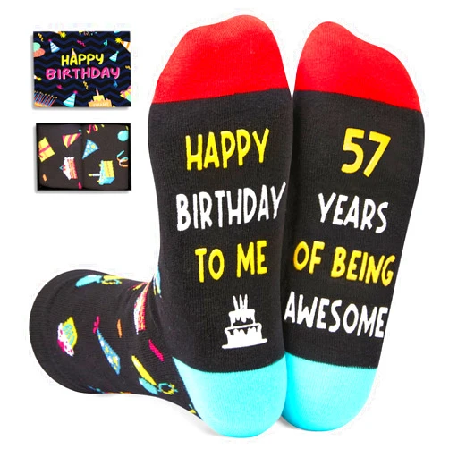 Zmart Birthday Socks Older Men Women - 55th 60th Birthday Gifts for Her Him