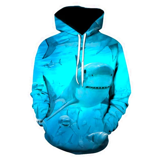 Hisayhe Men Women Fashion 3D Print Hoodie Sweatshirt Funny Shark Hooded Pullover