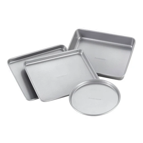 Farberware Bakeware Steel Nonstick Toaster Oven Pan Set, 4-Piece Baking Set, Gray