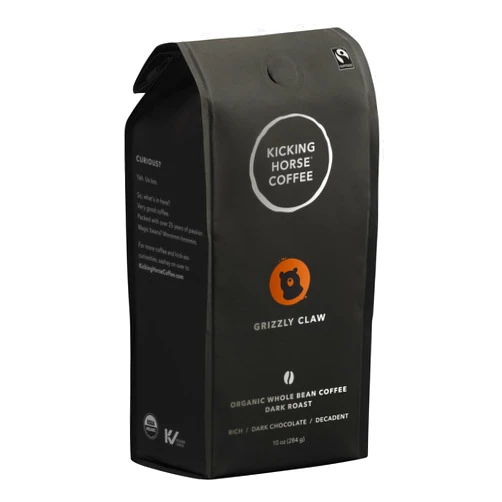 Kicking Horse Coffee, Grizzly Claw, Dark Roast, Whole Bean, 10 Oz - Certified Organic, Fairtrade, Kosher Coffee