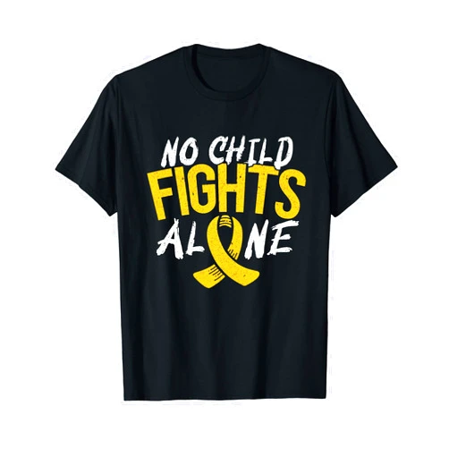 Childhood Cancer Awareness SteMi Apparel No Child Fights Alone Childhood Cancer Awareness Month T-Shirt