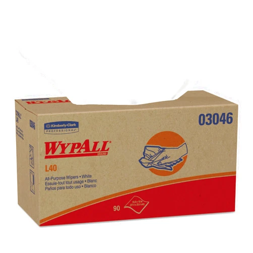WypAll 03046 L40 Wipers, POP-UP Box, White, 10 4/5 x 10, 90/Box, 9 Boxes/Carton