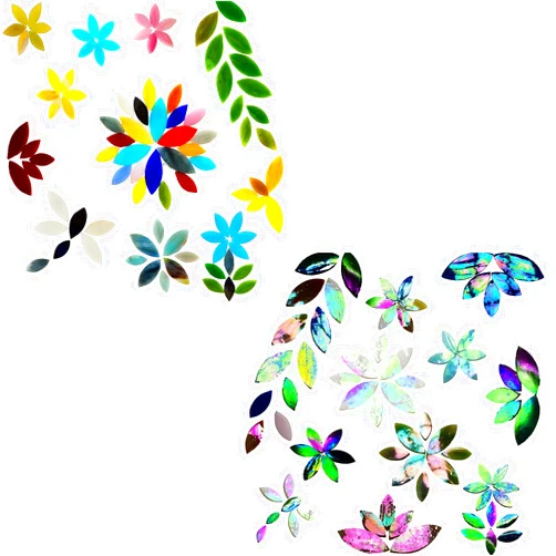 PALJOLLY Iridescent Glass Petal Mosaic Tiles and Flower Mosaic Pieces Bundle