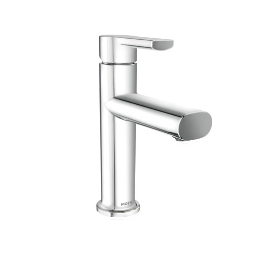 Moen Meena Chrome One-Handle Single Hole Modern Bathroom Sink Faucet with Optional Deckplate and Drain Assembly, 84794