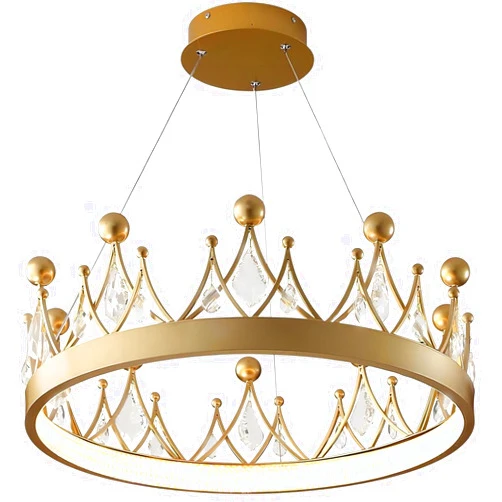 Generic Dimmable LED Crystal Princess Crown Chandelier, Modern Mid - Century Hanging Light for Kids Room, Nursery, Living Room & Kindergarten