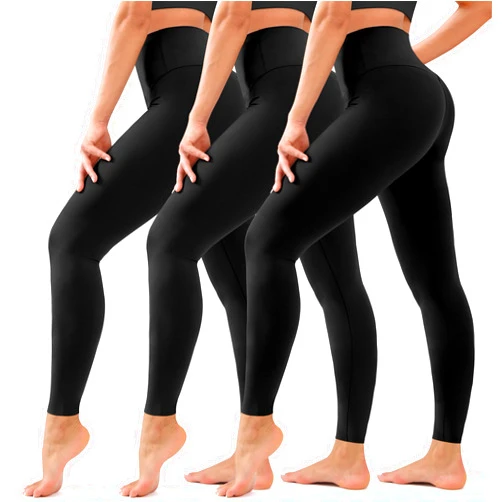 Hmuuo 3 Pack Leggings for Women High Waisted Tummy Control No See-Through Yoga Pants Workout Running Leggings