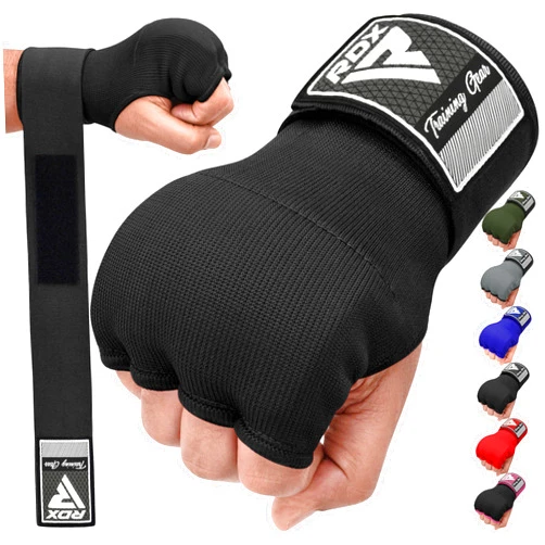RDX Gel Boxing Hand Wraps Inner Gloves Men Women, Quick 75cm Long Wrist Straps, Elasticated Padded Fist Under Mitts Protection, Muay Thai MMA Kickboxing Martial Arts Punching Training Bandages