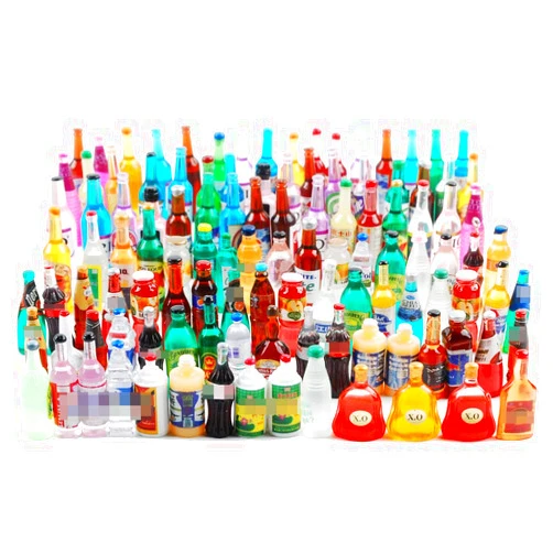 NWFashion 120PCS Miniature Decor Drink Bottle Dessert Pastry Food Cake Topper Dollhouse Decoration (Drink)