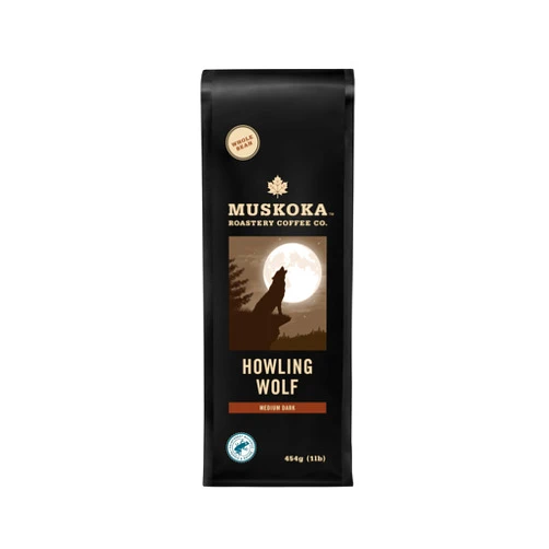 MUSKOKA ROASTERY COFFEE CO. Muskoka Roastery Coffee, Howling Wolf, Medium Dark Roast, Whole Bean Coffee, 454g