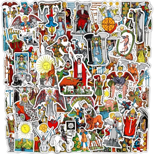 Joyppy Tarot Cards Characters & Symbols Stickers Bulk, Based on The Rider Waite Tarot Deck, 115 PCS, Waterproof, Glossy Finish, Tarot Gifts for Tarot Lovers