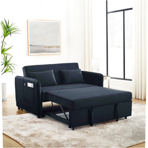 Anwick Modern Velvet 3 in 1 Sleeper Sofa Bed,Convertible Folding Futon Sofa Pull Out Couch Bed with 3 Reclining Backrests,Pillows,54