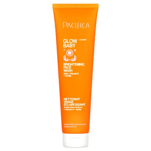 Pacifica Glow Baby Brightening Facial Cleanser 5oz – Vitamin C & Glycolic Acid (AHA) Face Wash for Radiance – Daily Cleanser for Anti-Aging Exfoliating for Smooth, Even Glowing Skin Vegan Clean Beauty