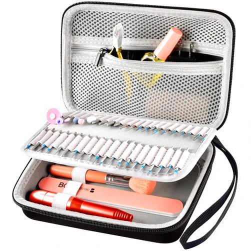 ALKOO Nail Drill Kit Case, Acrylic Nail Drill Bits Holder Container, Electric Nail Drill Kit Organizer Storage Bag Only
