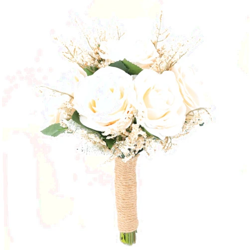 IVAYNE Wedding Romantic Bouquet Bridesmaid Bouquet Artificial Flowers Handmade Vintage Bouquet (8in, Off-White)