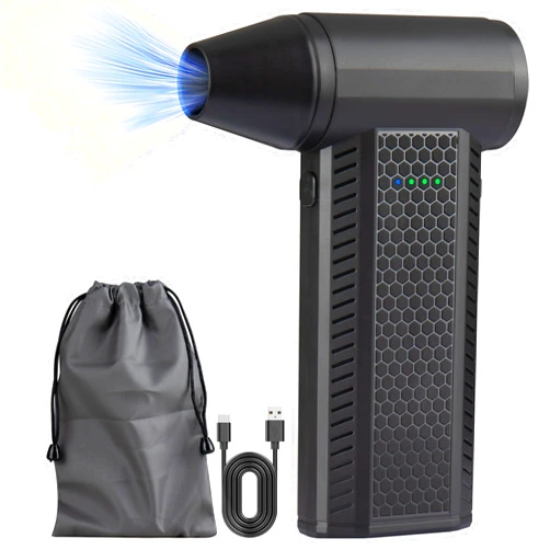 VEELAM Electric Air Duster Mini Blower, 130000RPM Brushless Motor 4-Gear Rechargeable Compressed Air Duster, PC Computer Cleaner Keyboard Electronics Car Dust Blower for Home Office, Black